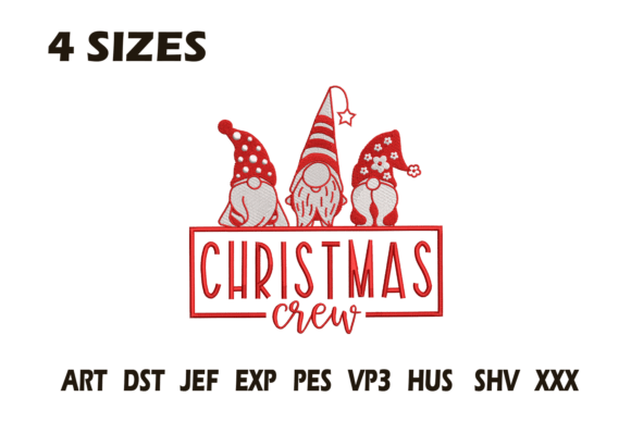 Christmas Crew Gnomes Embroidery Design