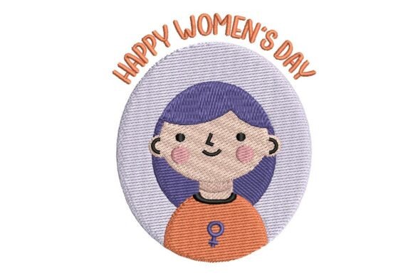 Happy Women's Day Smiling Girl Embroidery Design