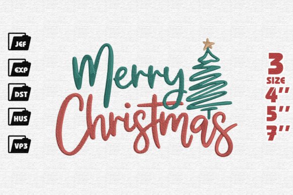 Modern Merry Christmas Script with Scribble Tree