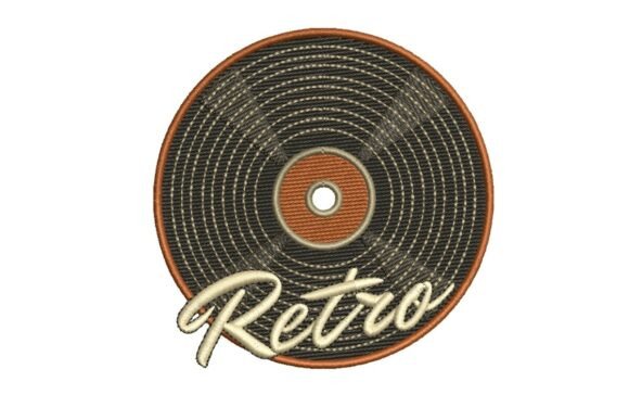 Retro Vinyl Record Embroidery